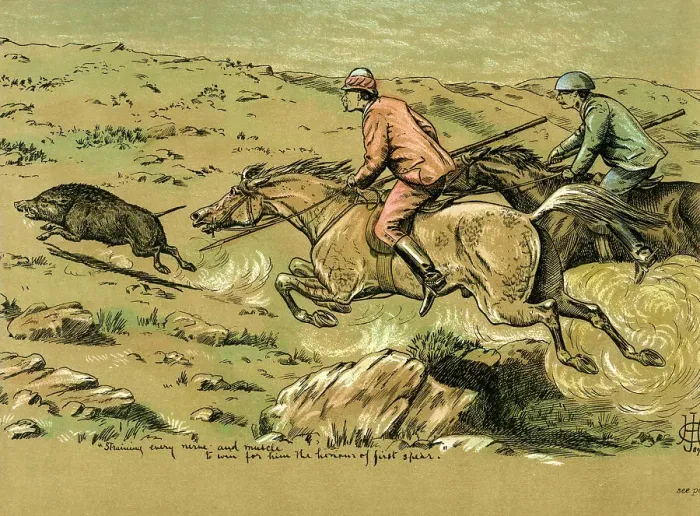 Framed Print : Straining Every Nerve and Muscle to Win for Him the Honour of First Spear, late 19th century(?) Framed Print : Straining Every Nerve and Muscle to Win for Him the Honour of First Spear, late 19th century(?)