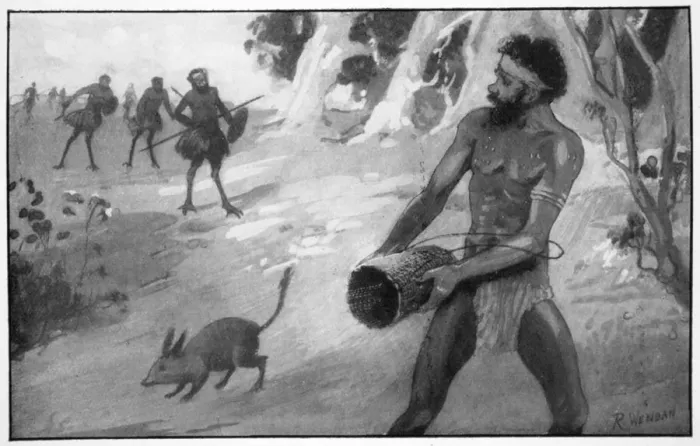 Framed Print : When the strange-looking blackfellows were close to him, Yoonecara released the bandicoot, 1923