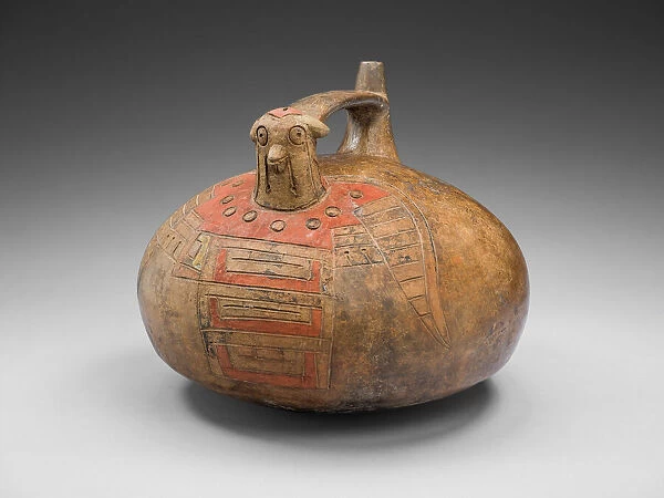 Strap-Handled Vessel in the Form of a Bird with Abstract Pattern on Body, 650  /  150 B. C