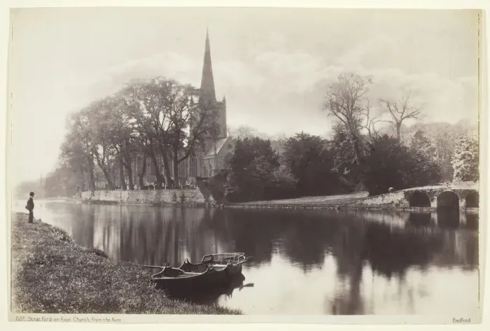 Framed Print : Stratford-on-Avon, Church from the Avon, 1860 / 94. Creator: Francis Bedford Framed Print : Stratford-on-Avon, Church from the Avon, 1860 / 94. Creator: Francis Bedford