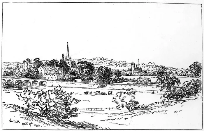 Framed Print : Stratford-upon-Avon, Warwickshire, as seen from the southeast, 1885. Artist: Edward Hull Framed Print : Stratford-upon-Avon, Warwickshire, as seen from the southeast, 1885. Artist: Edward Hull
