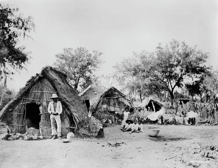 Framed Print : Straw cottage, Salamanca, Mexico, between 1880 and 1900. Creator: Unknown Framed Print : Straw cottage, Salamanca, Mexico, between 1880 and 1900. Creator: Unknown