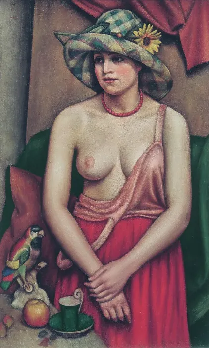 Framed Print : The straw hat, 1924. Creator: Mark Gertler Framed Print : The straw hat, 1924. Creator: Mark Gertler