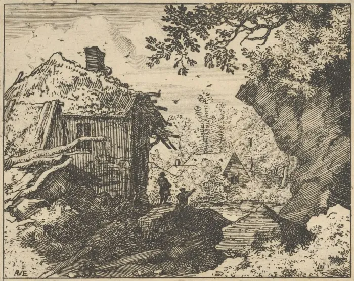 Framed Print : The Straw Hut Seen from Behind, 17th century. Creator: Allart van Everdingen Framed Print : The Straw Hut Seen from Behind, 17th century. Creator: Allart van Everdingen