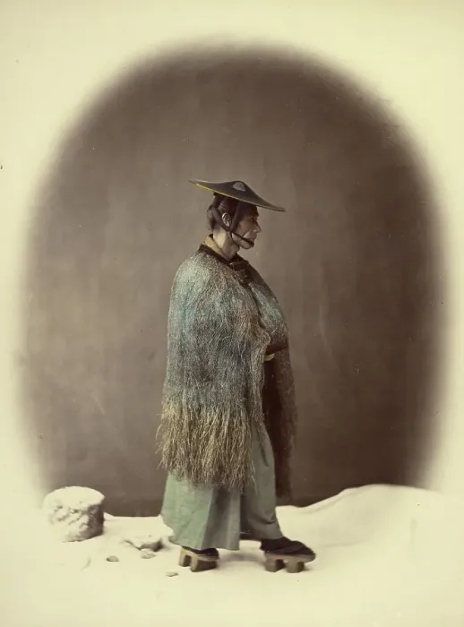 Framed Print : Straw Rain Coat, 1866-1867. Creator: Felice Beato Framed Print : Straw Rain Coat, 1866-1867. Creator: Felice Beato