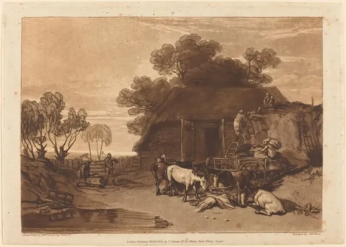 Framed Print : The Straw Yard, published 1808. Creator: JMW Turner Framed Print : The Straw Yard, published 1808. Creator: JMW Turner