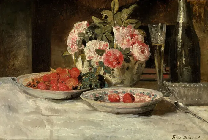 Framed Print : Strawberries and Champagne, 1881-1885. Creator: Henri Jean Augustin de Braekeleer Framed Print : Strawberries and Champagne, 1881-1885. Creator: Henri Jean Augustin de Braekeleer