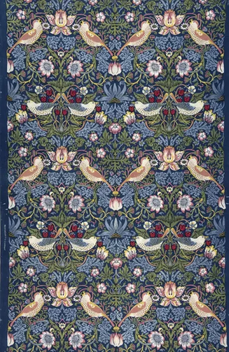 Framed Print : Strawberry Thief. Decorative fabric, 1883. Creator: Morris, William (1834-1896) Framed Print : Strawberry Thief. Decorative fabric, 1883. Creator: Morris, William (1834-1896)