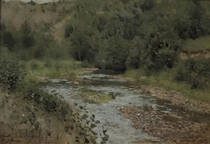 Framed Print : Stream, 1880s. Artist: Levitan, Isaak Ilyich (1860-1900) Framed Print : Stream, 1880s. Artist: Levitan, Isaak Ilyich (1860-1900)