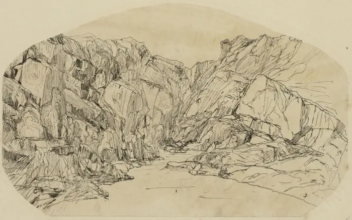 Framed Print : Stream in a Gorge, n. d. Creator: Rodolphe Bresdin Framed Print : Stream in a Gorge, n. d. Creator: Rodolphe Bresdin