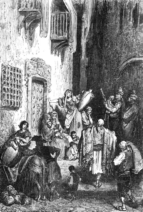Framed Print : A Street in Albacete;An Autumn Tour in Andalusia, 1875. Creator: Gustave Doré Framed Print : A Street in Albacete;An Autumn Tour in Andalusia, 1875. Creator: Gustave Doré