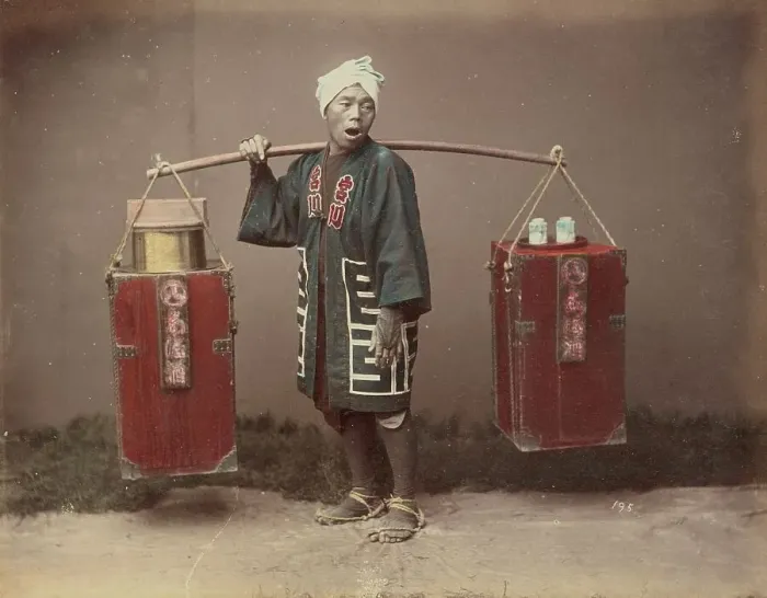 Framed Print : Street Amazake Seller, 1870s-1890s. Creator: Kusakabe Kimbei Framed Print : Street Amazake Seller, 1870s-1890s. Creator: Kusakabe Kimbei