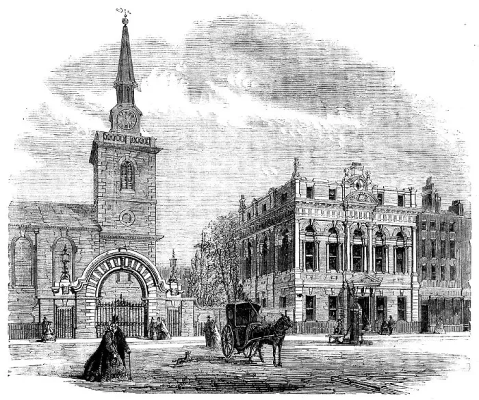 Framed Print : Street architecture - St. James's new vestry hall, Piccadilly, 1862. Creator: Unknown Framed Print : Street architecture - St. James's new vestry hall, Piccadilly, 1862. Creator: Unknown