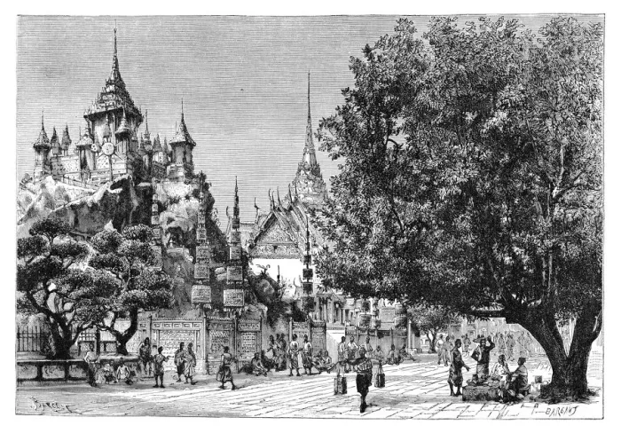 Framed Print : A street in Bangkok, Thailand, 1895. Artist: Charles Barbant Framed Print : A street in Bangkok, Thailand, 1895. Artist: Charles Barbant