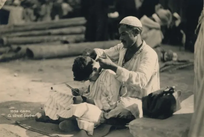 Framed Print : A Street Barber, Cairo, Egypt, 1936 Framed Print : A Street Barber, Cairo, Egypt, 1936