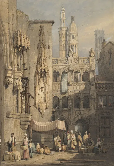 Framed Print : A street, Bruges, 1818-1852. Creator: Samuel Prout Framed Print : A street, Bruges, 1818-1852. Creator: Samuel Prout
