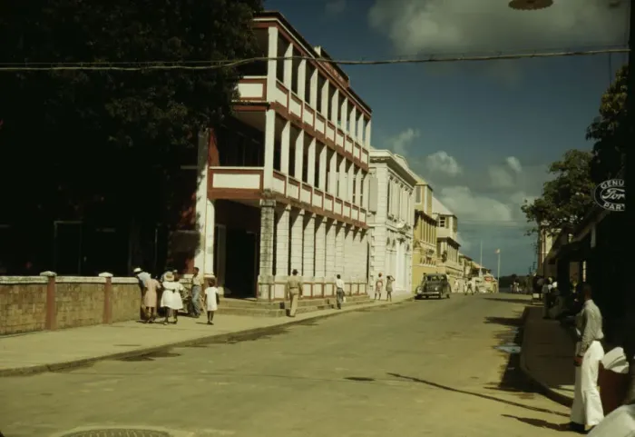 Framed Print : Street in Christiansted, St. Croix, Virgin Islands, 1941. Creator: Jack Delano Framed Print : Street in Christiansted, St. Croix, Virgin Islands, 1941. Creator: Jack Delano