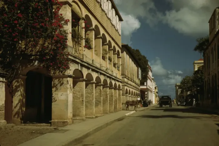 Framed Print : Street in Christiansted, St. Croix Virgin Islands, 1941. Creator: Jack Delano Framed Print : Street in Christiansted, St. Croix Virgin Islands, 1941. Creator: Jack Delano