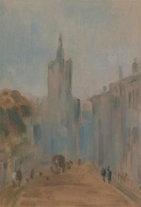 Framed Print : Street with Church and Figures, 1822 to 1825. Creator: Unknown Framed Print : Street with Church and Figures, 1822 to 1825. Creator: Unknown