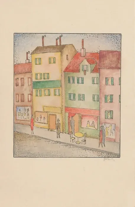 Framed Print : Street with a Confectionery Shop, 1926-1928. Creator: Mikulas Galanda Framed Print : Street with a Confectionery Shop, 1926-1928. Creator: Mikulas Galanda