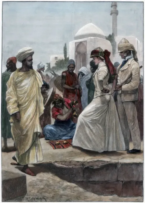 Framed Print : A street conjurer in Algiers, 1895. Artist: Richard Caton Woodville II Framed Print : A street conjurer in Algiers, 1895. Artist: Richard Caton Woodville II