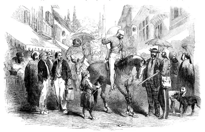 Framed Print : A Street at Constantinople, 1856. Creator: Unknown Framed Print : A Street at Constantinople, 1856. Creator: Unknown