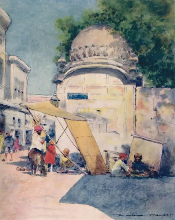 Framed Print : At a Street Corner, Amritsar, 1905. Artist: Mortimer Luddington Menpes Framed Print : At a Street Corner, Amritsar, 1905. Artist: Mortimer Luddington Menpes
