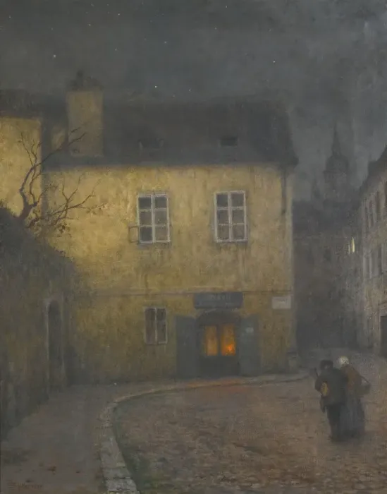 Framed Print : A street corner in Prague, c. 1900. Artist: Schikaneder, Jakub (1855-1924) Framed Print : A street corner in Prague, c. 1900. Artist: Schikaneder, Jakub (1855-1924)