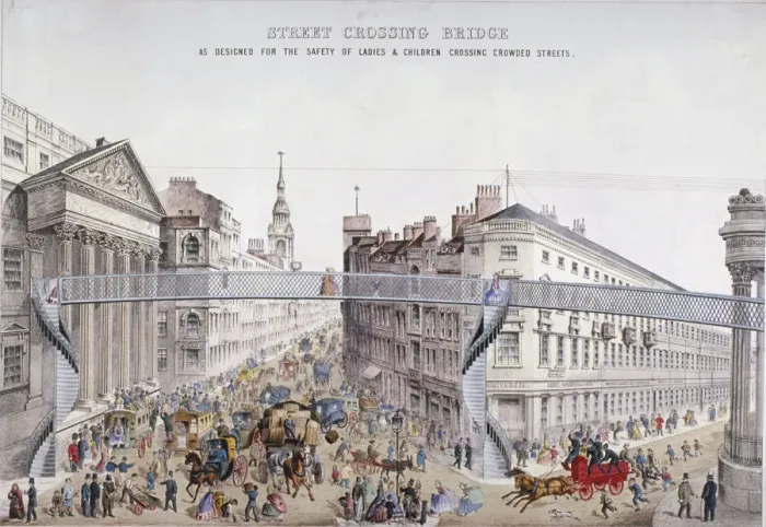 Framed Print : Street Crossing Bridge, London, 1862 Framed Print : Street Crossing Bridge, London, 1862