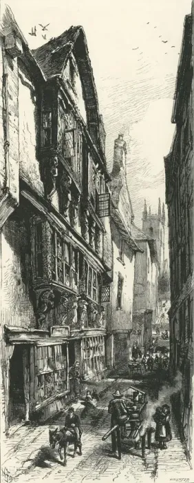 Framed Print : Street in Dartmouth, c1870 Framed Print : Street in Dartmouth, c1870
