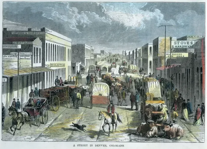 Framed Print : A Street in Denver, Colorado, USA, c1880 Framed Print : A Street in Denver, Colorado, USA, c1880