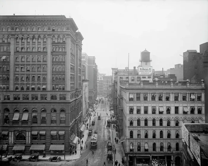 Framed Print : Street, Detroit, Mich. between 1900 and 1910. Creator: Unknown Framed Print : Street, Detroit, Mich. between 1900 and 1910. Creator: Unknown