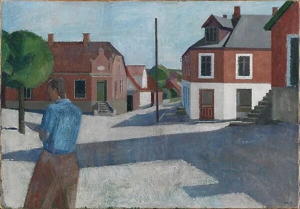 Street with Figure, 1936. Creator: Erik Raadal