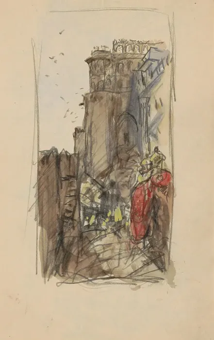 Framed Print : Street with figures, 1924-1925. Creator: Marius Bauer Framed Print : Street with figures, 1924-1925. Creator: Marius Bauer