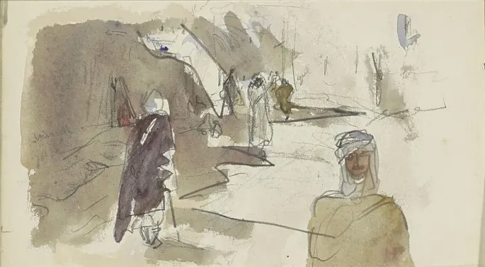 Framed Print : Street with figures in Biskra, 1922. Creator: Marius Bauer Framed Print : Street with figures in Biskra, 1922. Creator: Marius Bauer