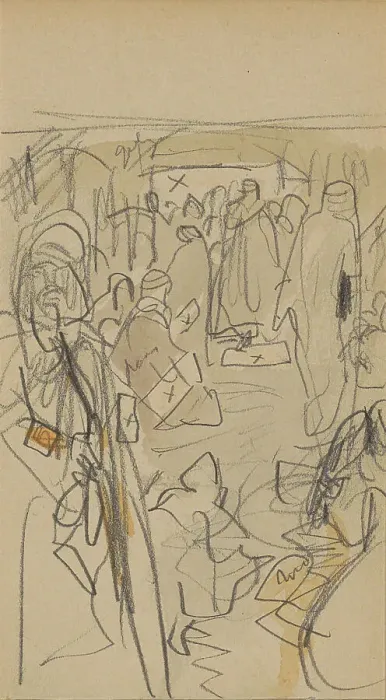 Framed Print : Street with figures in Biskra, 1922. Creator: Marius Bauer Framed Print : Street with figures in Biskra, 1922. Creator: Marius Bauer