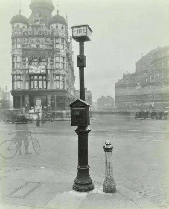 Framed Print : Street fire alarm, Southwark, London, 1932 Framed Print : Street fire alarm, Southwark, London, 1932