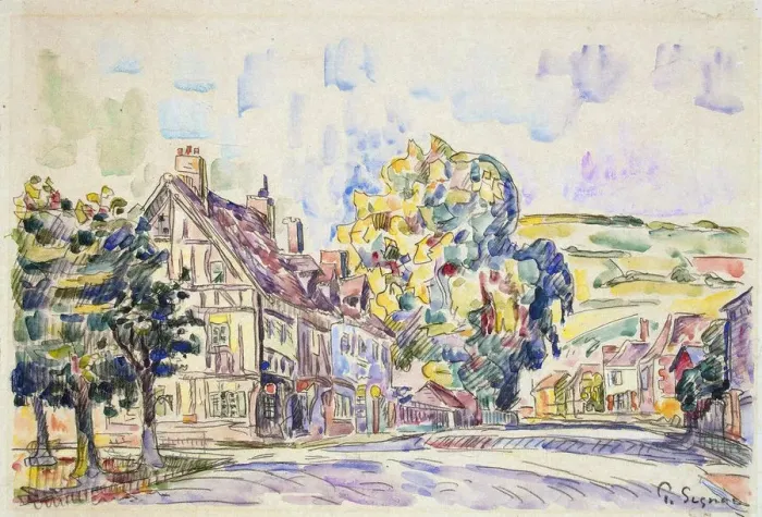 Framed Print : Street with a Frame House in Normandy, c1925. Artist: Paul Signac