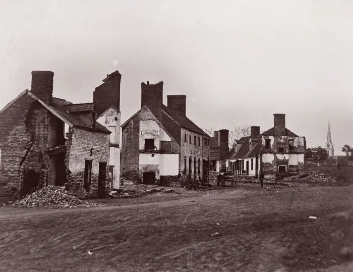 Framed Print : Street in Fredericksburg, 1863. Creator: Andrew Joseph Russell Framed Print : Street in Fredericksburg, 1863. Creator: Andrew Joseph Russell