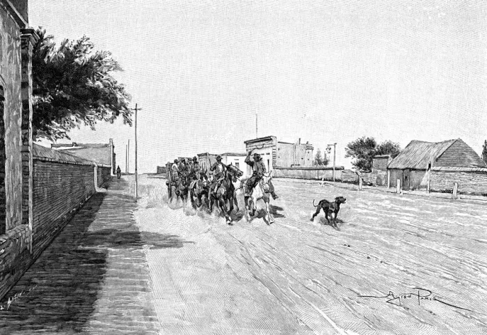 Framed Print : A street in General Acha, Argentina, 1895. Artist: Alfred Paris Framed Print : A street in General Acha, Argentina, 1895. Artist: Alfred Paris