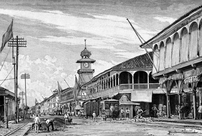 Framed Print : A street in Guayaquil, Ecuador, 1895 Framed Print : A street in Guayaquil, Ecuador, 1895
