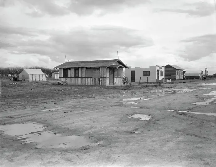 Framed Print : Street and homes in Little Oklahoma, California, 1936. Creator: Dorothea Lange. Street and homes in Little Oklahoma, California, 1936. Creator: Dorothea Lange Framed Print : Street and homes in Little Oklahoma, California, 1936. Creator: Dorothea Lange. Street and homes in Little Oklahoma, California, 1936. Creator: Dorothea Lange