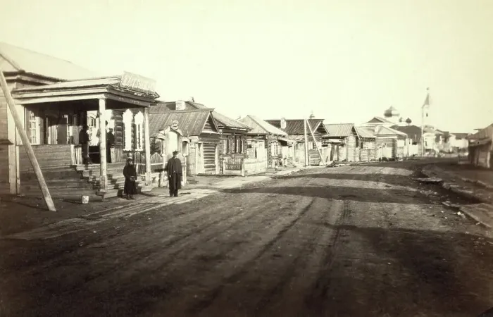 Framed Print : Street in Irkutsk, between 1885 and 1886. Creator: Unknown Framed Print : Street in Irkutsk, between 1885 and 1886. Creator: Unknown
