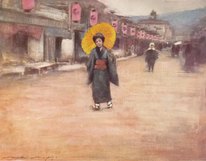 Framed Print : A Street in Kioto, c1887, (1901). Artist: Mortimer L Menpes Framed Print : A Street in Kioto, c1887, (1901). Artist: Mortimer L Menpes
