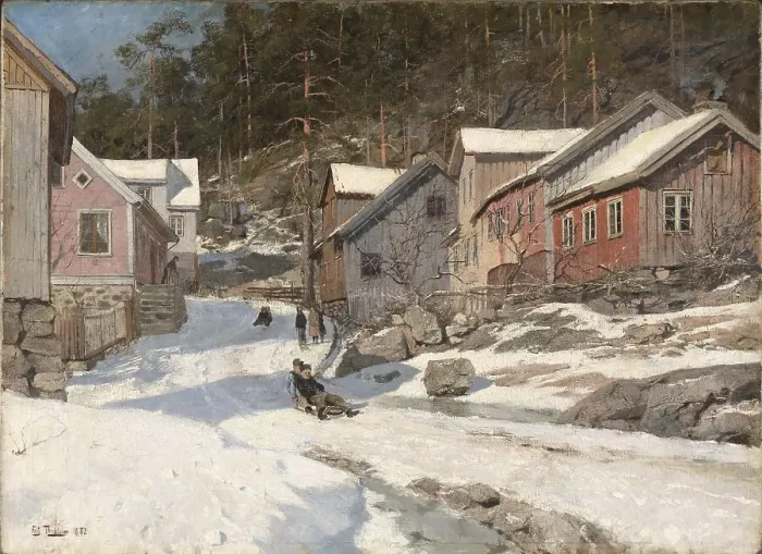 Framed Print : Street in Kragerø, 1882. Creator: Thaulov, Fritz (1847-1906) Framed Print : Street in Kragerø, 1882. Creator: Thaulov, Fritz (1847-1906)