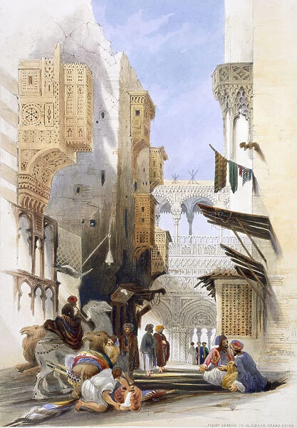 Street Leading to El Azhar, Grand Cairo, Egypt, 1846. Artist: A Margaretta Burr