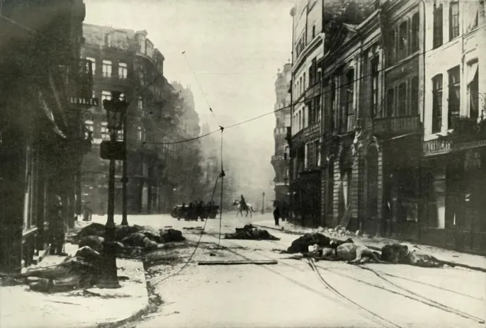 Framed Print : A Street in Lille, (1919). Creator: Unknown Framed Print : A Street in Lille, (1919). Creator: Unknown