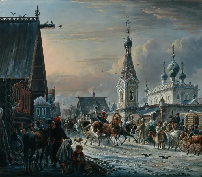 Framed Print : Street with Mail Coaches, 1829. Artist: Orlowski, Alexander Osipovich (1777-1832) Framed Print : Street with Mail Coaches, 1829. Artist: Orlowski, Alexander Osipovich (1777-1832)