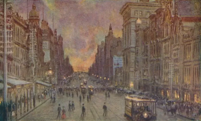 Framed Print : A Street in Melbourne, 1924 Framed Print : A Street in Melbourne, 1924
