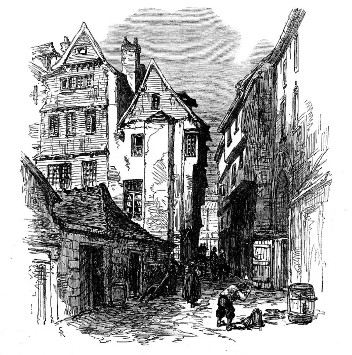Framed Print : Street in Morlaix, Brittany, 1871. Creator: Unknown Framed Print : Street in Morlaix, Brittany, 1871. Creator: Unknown
